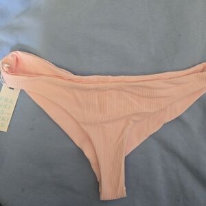 Frankies Bikinis Pink Ribbed Bikini Bottom